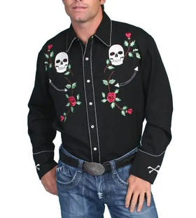 Custom Mens Chemise Homme Camisas Bordadas Long Sleeved Fitted Western Cowboy Printing Button up Shirts for Men