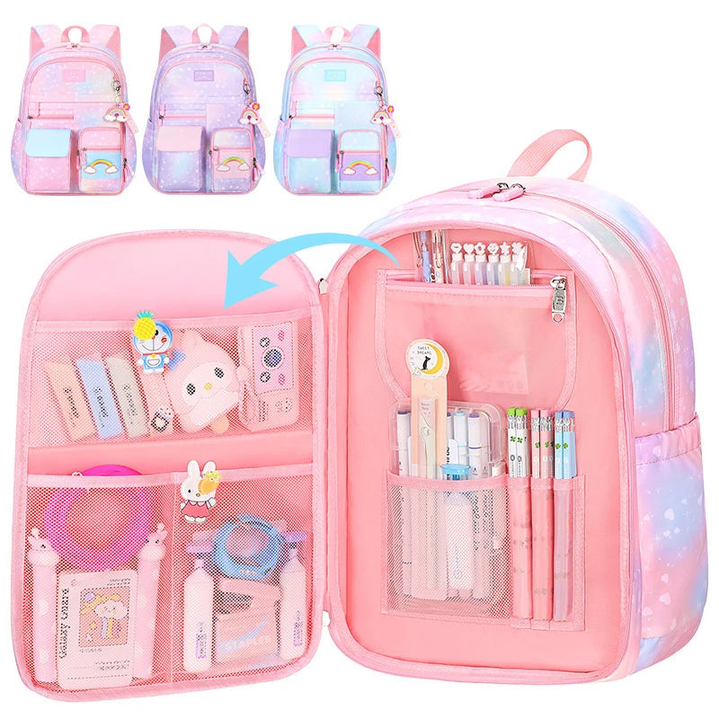 2025 Haslor New Popular Large Capacity Fashion rainbow Kids Backpack Waterproof Travel Backpack