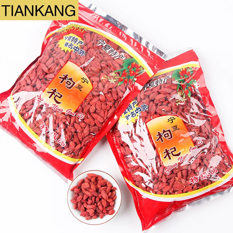 Packaged Ningxia High Quality 100% Natural Large Size Herbal Detox Dried Red Goji Berry for Tea/Soup Healthy Bagged Tea