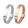 Vnox Dainty Mens Smooth Back Sand Bend Corrosion Drop Color Autism Logo Mesh ID Bracelet Charms 2024