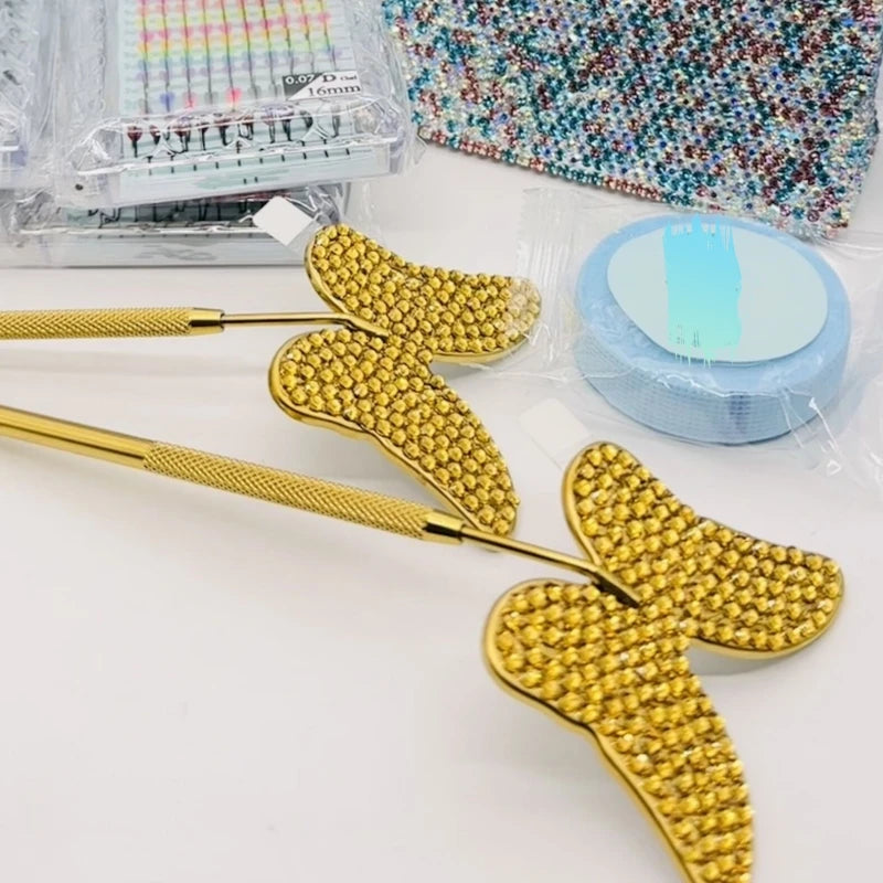 Square Makeup Mini -heart Diamond Setting Pocket Mirror Eyelash Extension Handheld with Handle Hand Lash Mirror