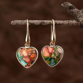 Emperor Stone Water Drop Pendant Earrings Natural Raw Gemstone Healing Dangle Heart Boho Earrings for Women Drop Shipping