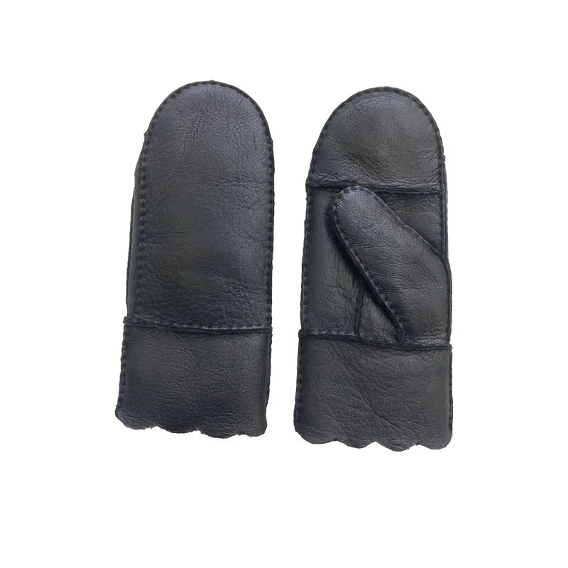 Sample Support 2026 100% Hand Sewing Wool Liner Warm Real Australia Double Face Sheepskin Wool Gloves Sheepskin Leather Mittens