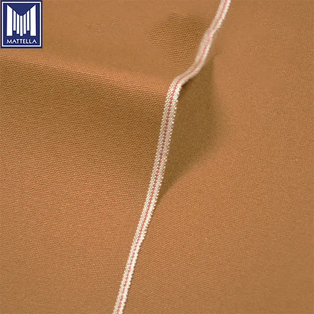 Rolls Low Price 13oz Orange Long Staple 100% Organic Cotton Twill Shrink-Resistant Duck Canvas Selvedge Denim Fabric Men Cargo MegaBDM