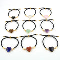 Natural Crystal Stone Heart Edge Adjustable Rope Bracelet Amethyst Gemstone Bracelet for Women