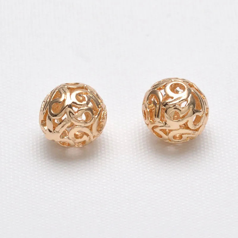 Hollow Filigree Round Metal Spacer Beads Copper Charm Bead Spacer Handmade Jewelry Finding 8.5mm 10.5mm