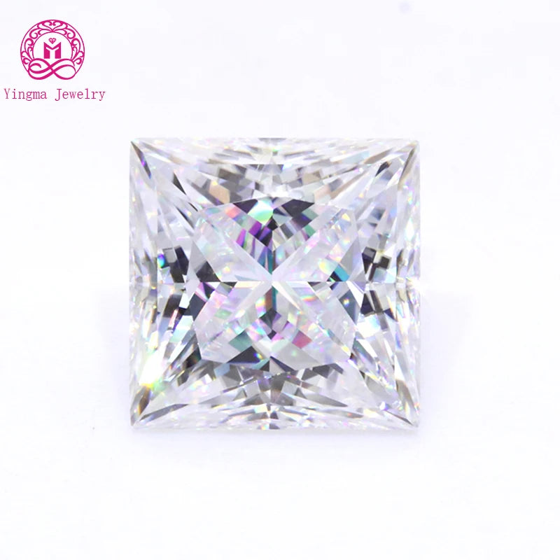 Factory Wholesale Price 1ct 2carat square Princess Cut Loose Moissanite Diamond for 14K 18K Solid Gold Jewelry