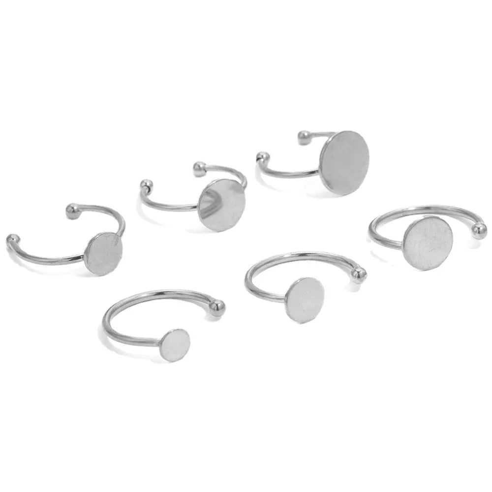 Silver Gold DIY Handmade Stainless Steel Adjustable Opening Finger Rings Base Components Findings for Jewelry Making Supplies