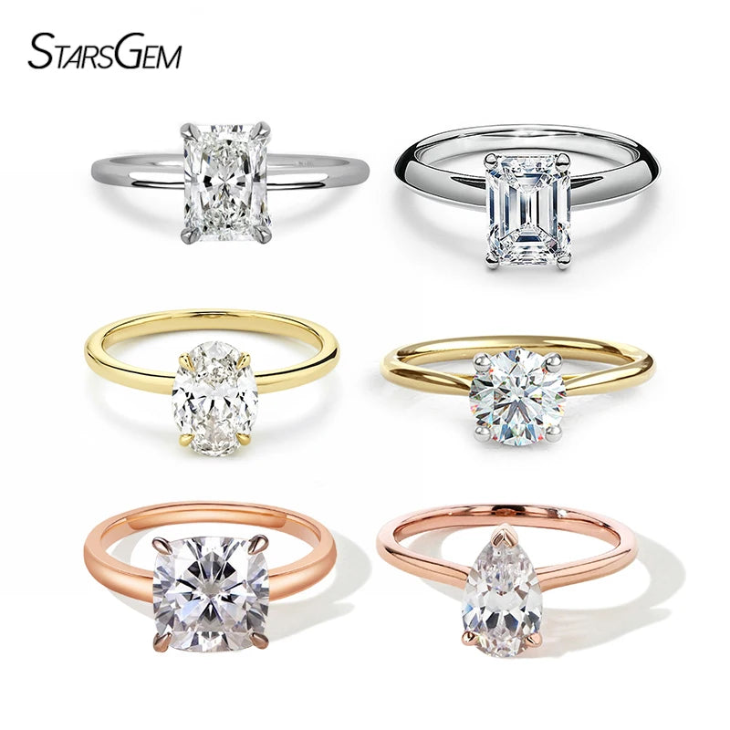 Starsgem Fancy Shape Moissanite 2ct -3ct Size Solitaire Setting 14k Solid Gold Moissanite Diamond Engagement Ring