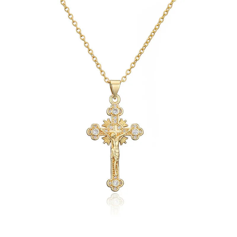 Hip Hop Jewelry Iced Cz Cross Jesus Piece Pendant Necklace Women
