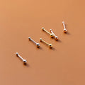 INS 925 Silver Two Double Heads Shiny Beads Gold Plated Stud Earrings for Women Earrings Jewelry