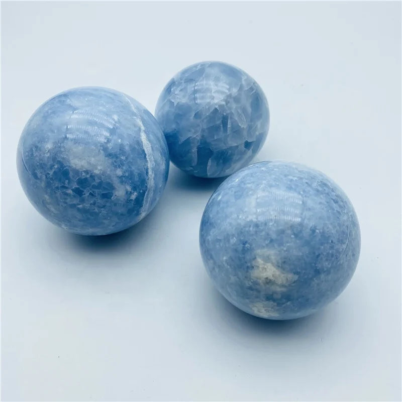 Natural Blue Calcite Ball Celestite Sphere Crystal Carving For Decoration