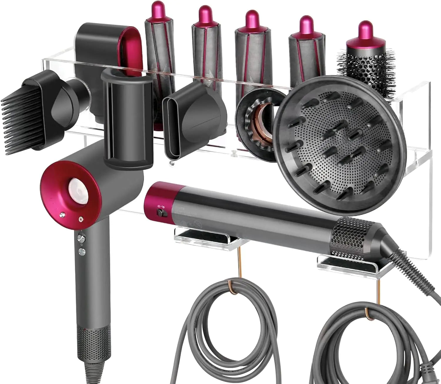 Wall Mount Holder Organizer Storage Attachments Compatible Airwrap Styler Supersonic Hair Dryer Includes Rack Hooks Accessories