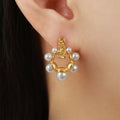 Light Luxury Jewelry 18K PVD Gold Plated Exquisite Retro Geometric Pearl Stainless Steel Stud Earring