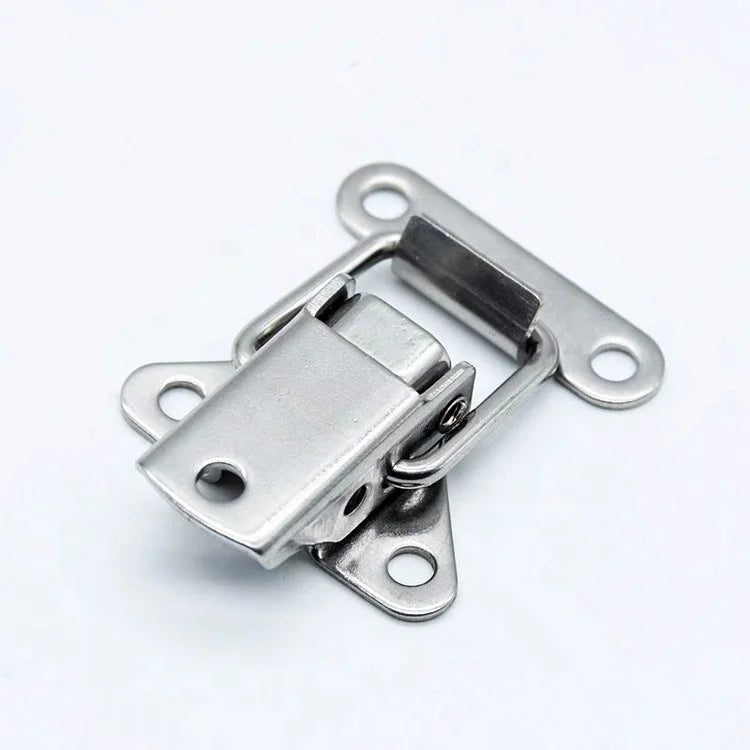 Wholesale J500 304 Stainless Steel Butterfly Spring Latch for Toggle Clip Cabinet Hasp Lock 40kg Capacity Carton Box Bag