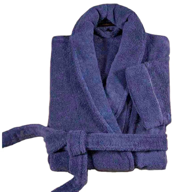 Bath Robe Cotton with Embroidered logo slippers and Bag  Custom Plush Cotton  Robe Set