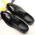 Men's Genuine Leather Custom Logo Oxfords Dress Shoes Comfortable Waterproof Lace-Up for Wedding Party and Casual Autumn