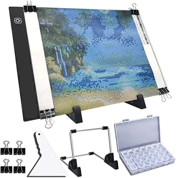 Three Level Adjustable Brightness USB LED Light Pad Kit A4 Powered Light Board Detachable Stand Clips for Metal Glass Still Life