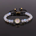 New Fashion Faceted Resin Round Charm Natural Stone Logo Custom Adjustable Bracelet Women JBS12236