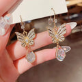 LX-120 Ear Jewelry Earring Women Diamond Silver Alloy Drop Zircon Butterfly Earrings for Girls