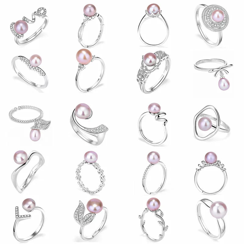 Japanese and Korean Sterling Silver Female Open Ring Holder with Pearl Jewelry Findings & Components Accessory