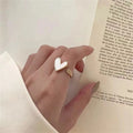 SC Gold Plated Korean Finger Rings Women Men Adjustable Opening Rings Trend Creative White Heart Love Rings for Women