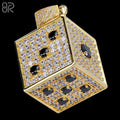 10k Solid Gold VVS Diamond Dice Shape Pendant Charm Classic Pure Gold Custom Iced Out Pendants