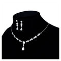 Simple Wedding Jewelry Bridal Necklace Earrings Set Temperament White Silver Plated Flower Jewelry Set