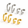 JOOLIM Jewelry Trendy Earring 18K Gold Plated Pentastar Square Lines Oval C Hoop Earrings Stainless Steel Earrings Wholesale