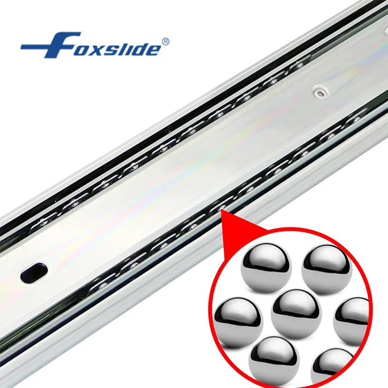 Foxslide Craftsman Tool Box Kitchen Basket Drawer Cabinet Under Mount Steel Heavy Duty Telescopic Ball Bearing Drawer Slide