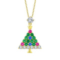 S925 Necklace Pendant Christmas Tree Full Cz Pendant Necklace Jewelry Fashion 925S Silver Necklaces 925 Silver Zircon Link Chain