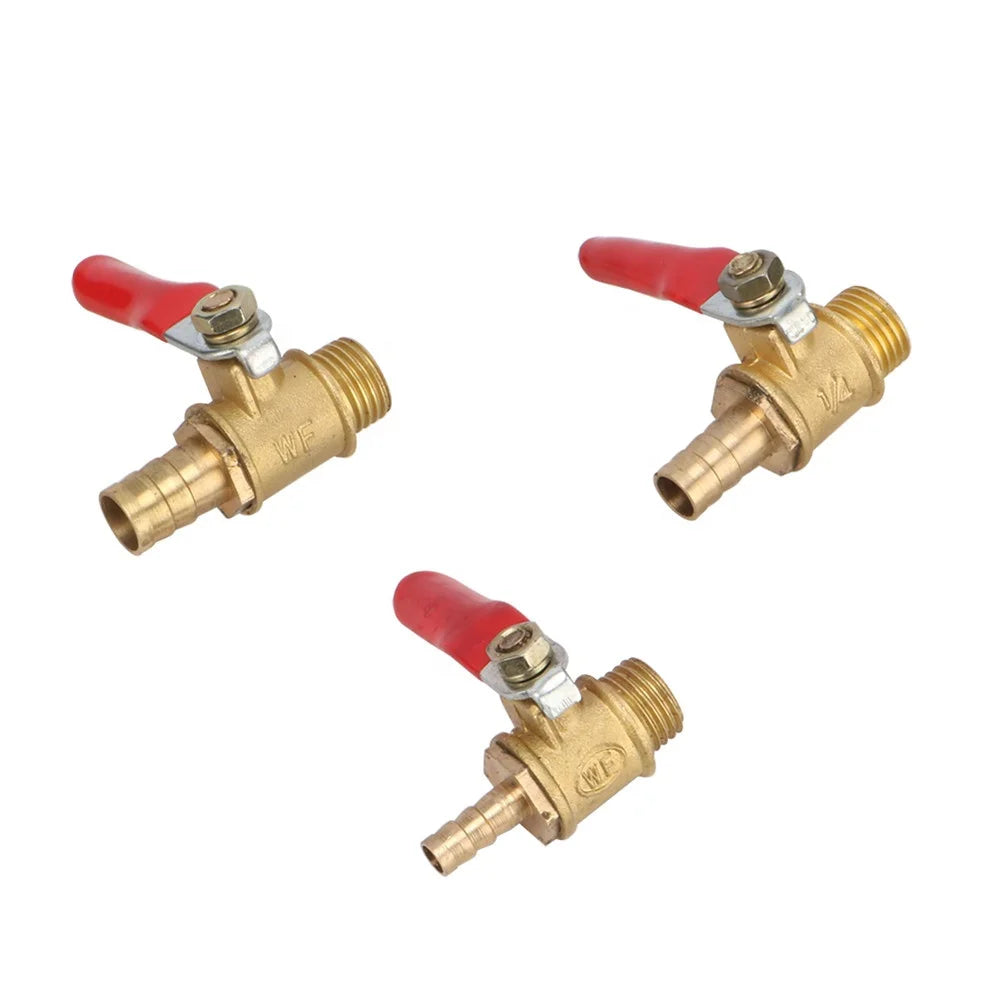 Brass Fittings 1/4 Inch Male Thread to 6/8/10mm Pneumatic Ball Valve with Barb Connector MegaBDM