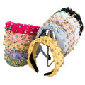 European and American Style High Quality Fabric Full Drill Hoop Female Knotted Multi-color Wide Edge Hair Accessories