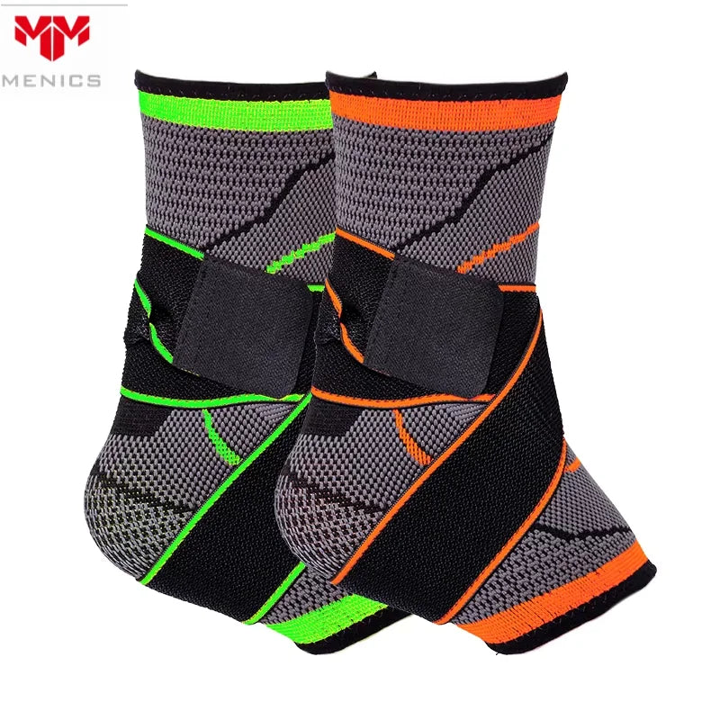 Menics OEM/ODM Adjustable Ankle Protector Breathable Nylon Material Non-Slip Green Orange Custom Logo Performance Support One