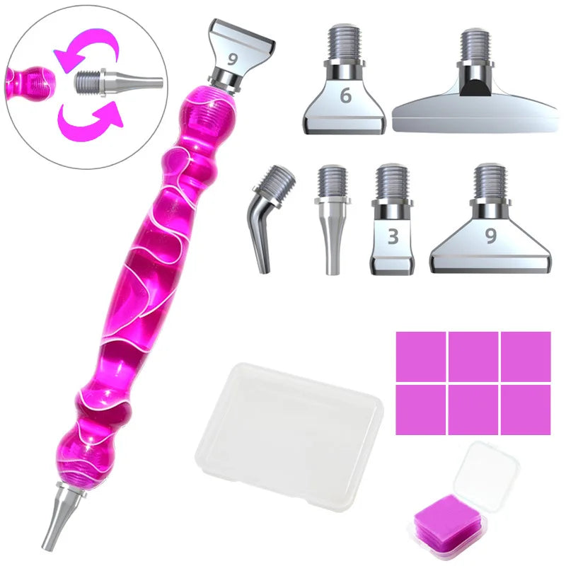 Metal Drill Pen Tips Resin Point Drill Pen Storage Box Diamond Painting Kit Diy Canvas Art Embroidery Tool Pen