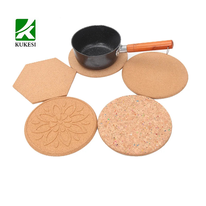 Cork Round Edge Coasters Extra Thick Wooden Drink Coaster Cork Trivet Reusable Cork Coasters With Lip for Drink
