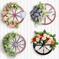 Handmade Christmas Door Hanging Wreath Popular Wooden Roulette Wheel Pine Cone Wreath PVC Material Festive Door Decorations