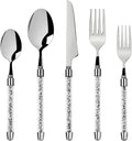 Modern Luxury Crushed Bling Flatware Dinnerware Set Stainless Steel Polished Cutlery Utensil and Spoons Silverware Set