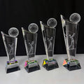Laser Golfer Crystal Golf Ball Globe Crystal Glass Awards Trophies with rainbow Base MH-NJ0735