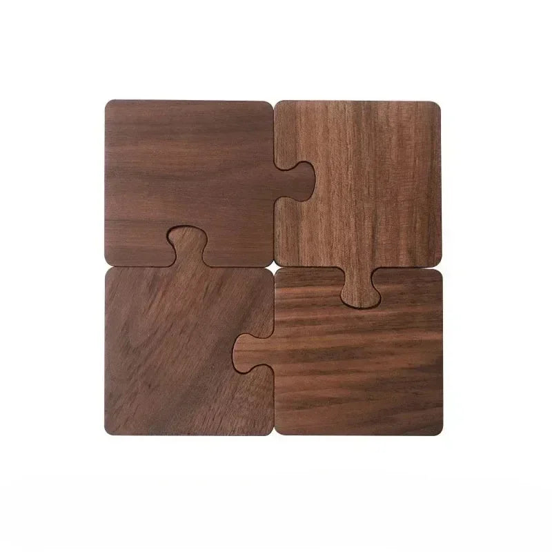 Wooden Engraved Puzzle Coaster Design Japan Style Eco-Friendly Cross Theme Tea Coffee Cup Coasters Restaurant Solid Wood jaster MegaBDM