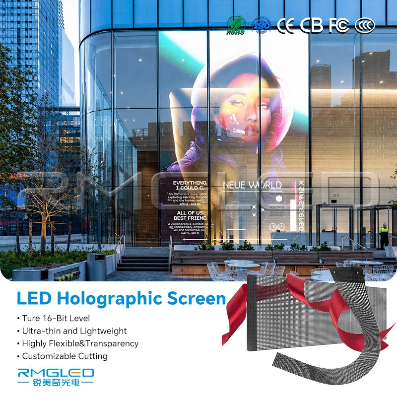 OEM Support Best Quality 4K Ultra-Thin Holographic Touch Screen with 800-4000 Nits High Brightness Transparent Screen Display
