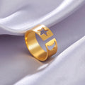 Fashion Women Stainless Steel Moon and Star Ring Gold Color Plating Adjustable Ring Moon and Star Finger Ring Jewelry Gifts