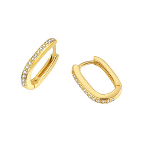 Simple Punk Pave CZ Zircon Huggies Hoop Earrings Charm European Women Piercing Jewelry Accessories
