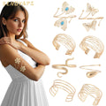 Fashionable Metal butterfly Flower Inlaid Diamond Armband Exaggerated Niche High-end Design Leaf Shaped Bracelet Body Jewelry