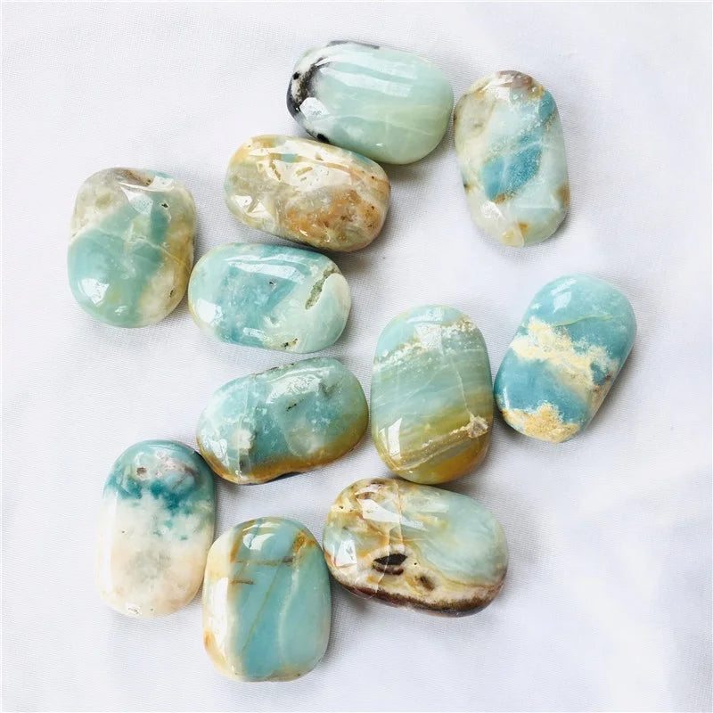 Wholesale Natural Blue Caribbean Calcite Palm Stone Crystal Healing Stones  for Decoration