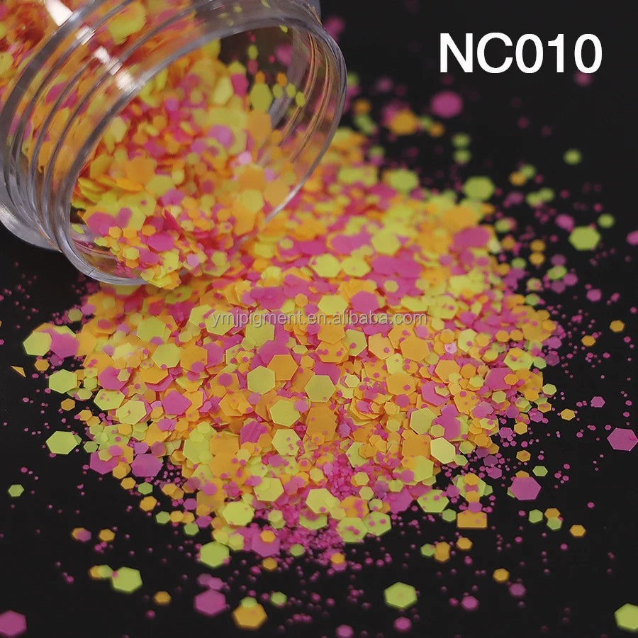 Matte Colors Neon Chunky Glitters Cosmetic Face Nail Craft Neon Glitters 12 Colors for Tumbler Resin Craft Party Decoration