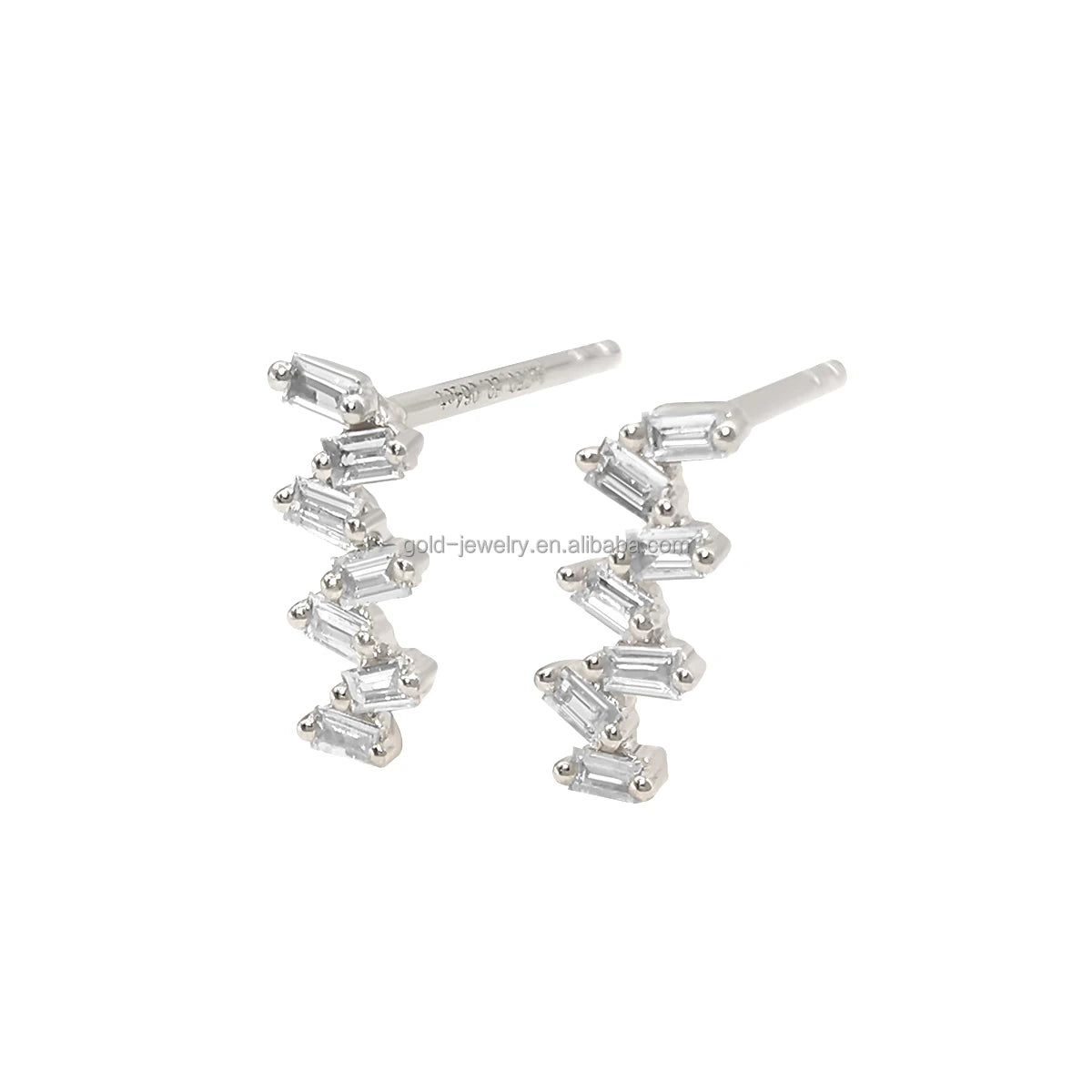 Fine Jewelry 18K Real White Gold Earrings Diamond Studs Pure Gold Earrings Popular Selling Good Quality Jewelry Wholesale