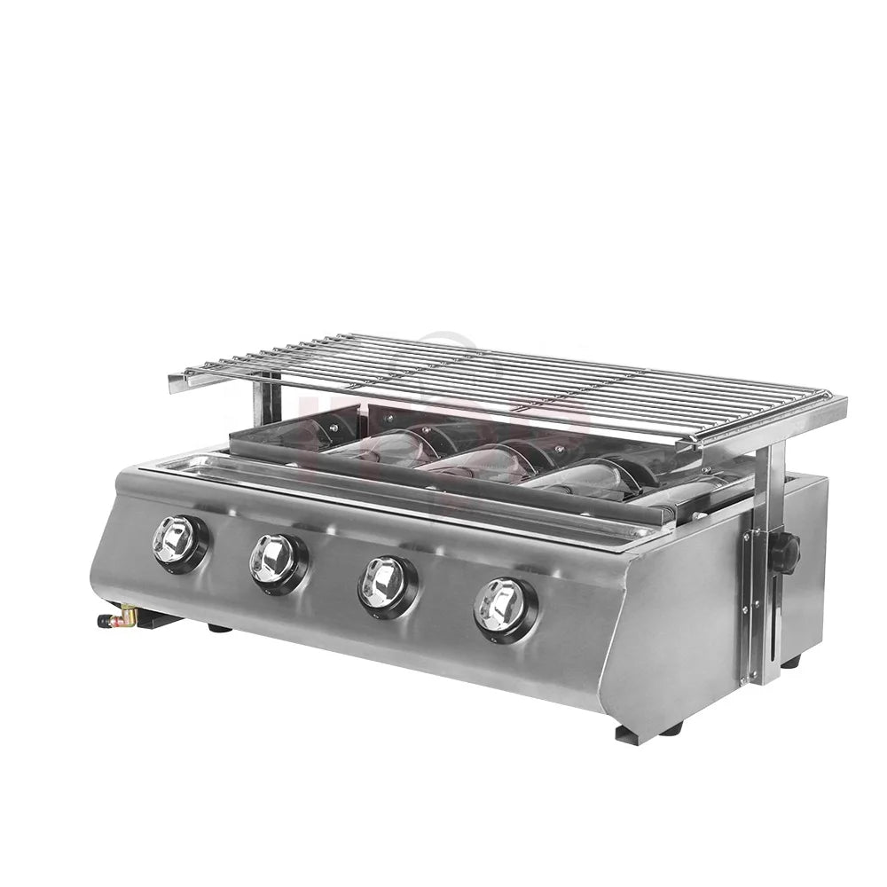 4 Burners Gas Barbecue Grill LPG Stove Outdoor Party Machine Garden Party BBQ Commercial Household Liquid Natural