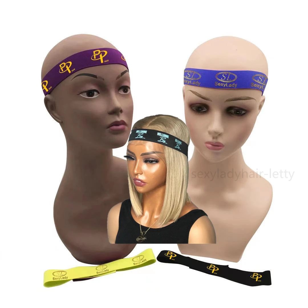 Wholesale Black Plain and Custom Logo Lace Frontal Slayer Elastic Band Thin Wrap Slayers Hair Accessories Head Band Edge Wrap