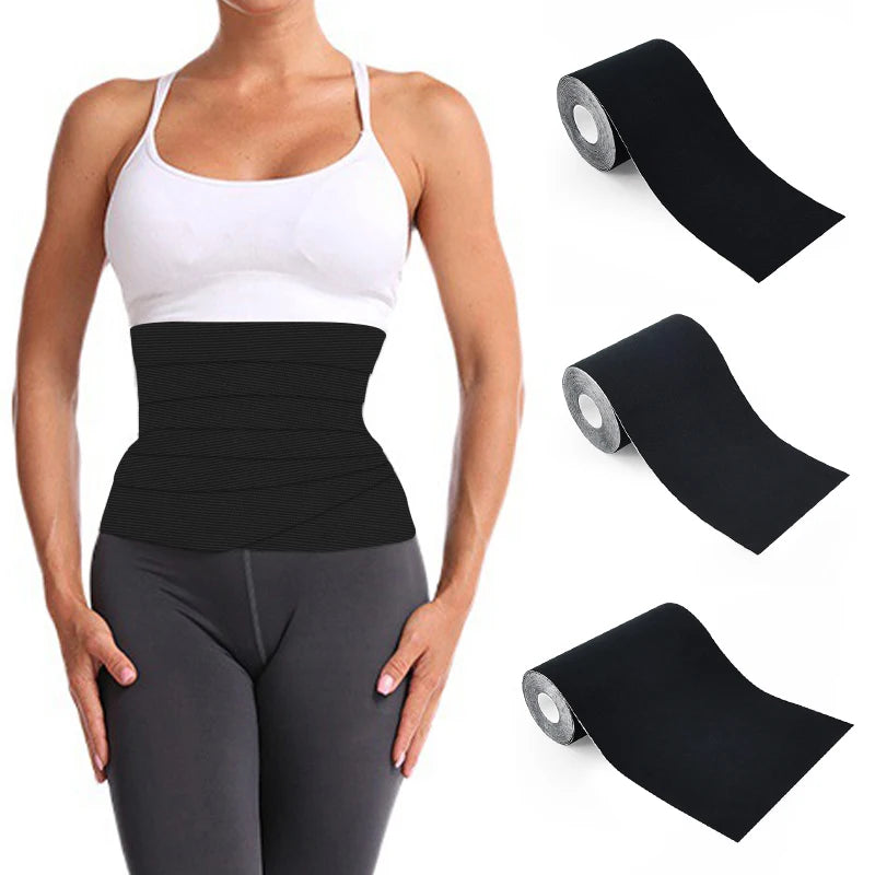 Sports Waist Kinesiology Tape with Elastic Waist Wrap Slimming Back Support Belt